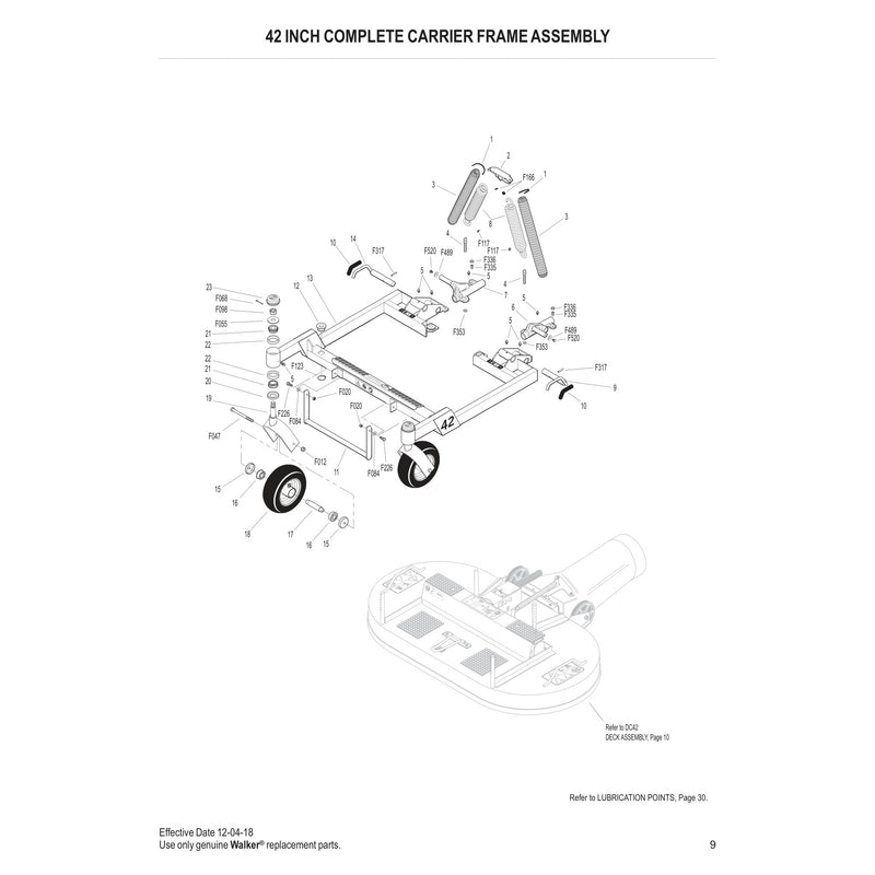 42 INCH COMPLETE CARRIER FRAME ASSEMBLY