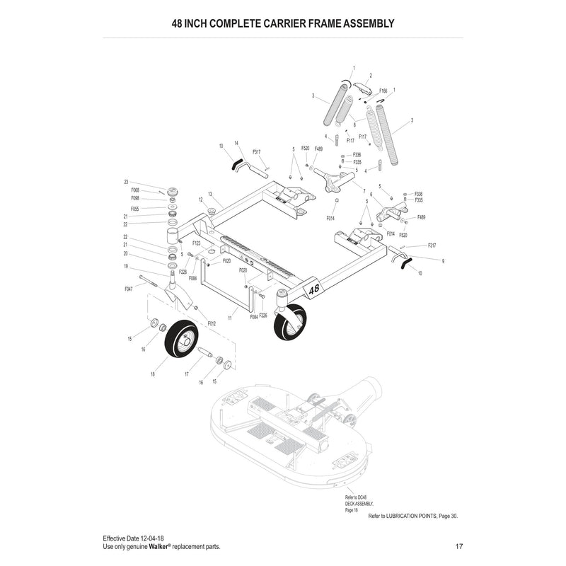 48 INCH COMPLETE CARRIER FRAME ASSEMBLY