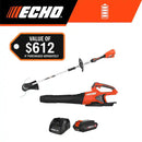 Echo DCP-BVRVS1B 56V Cordless Battery 16 in. String Trimmer and 151 MPH 526 CFM Blower Combo Kit w/ 2.5Ah Battery and Charger (2-Tool)