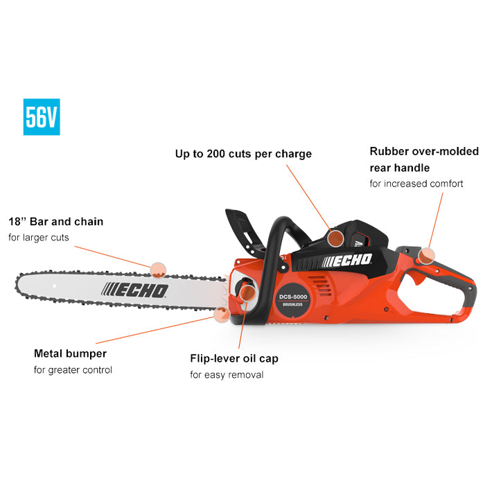 Echo DCS-5000-18C2 56V 18 in. Cordless Electric Battery Brushless Rear