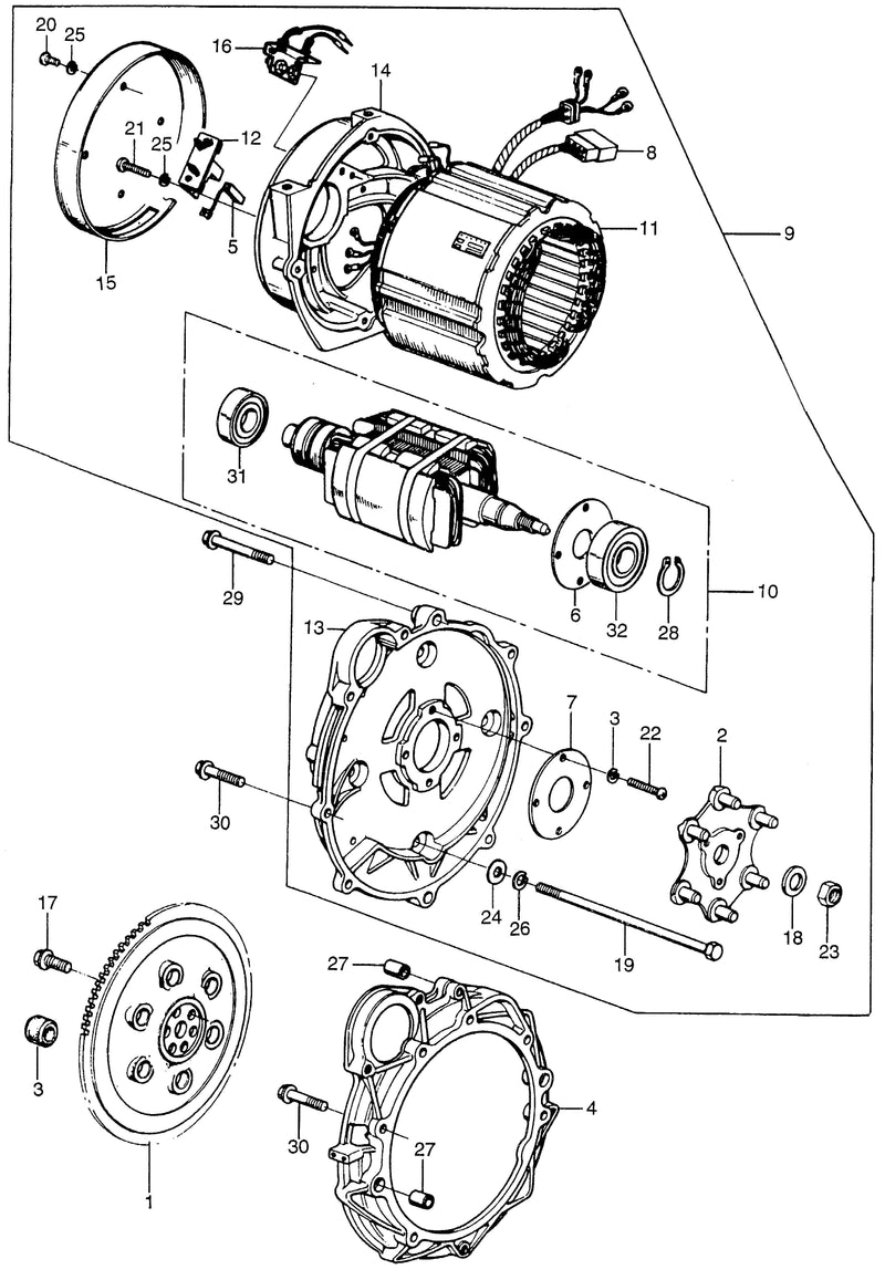 ALTERNATOR@FLYWHEEL      @COUPLING CASE