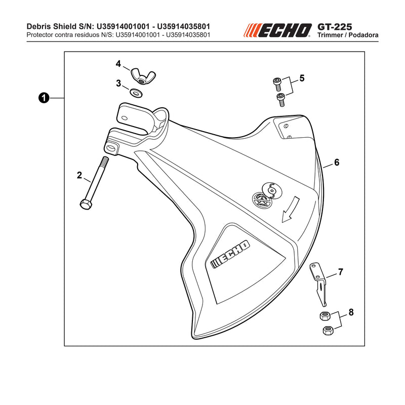 Debris Shield S N U35914001001 U35914035801
