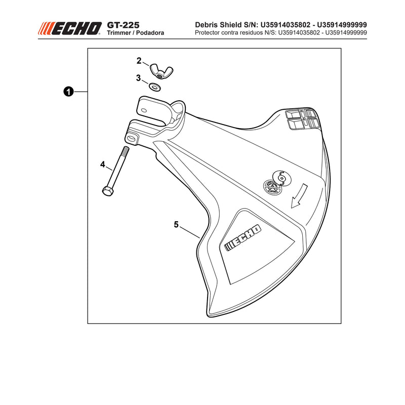 Debris Shield S N U35914035802 U35914999999