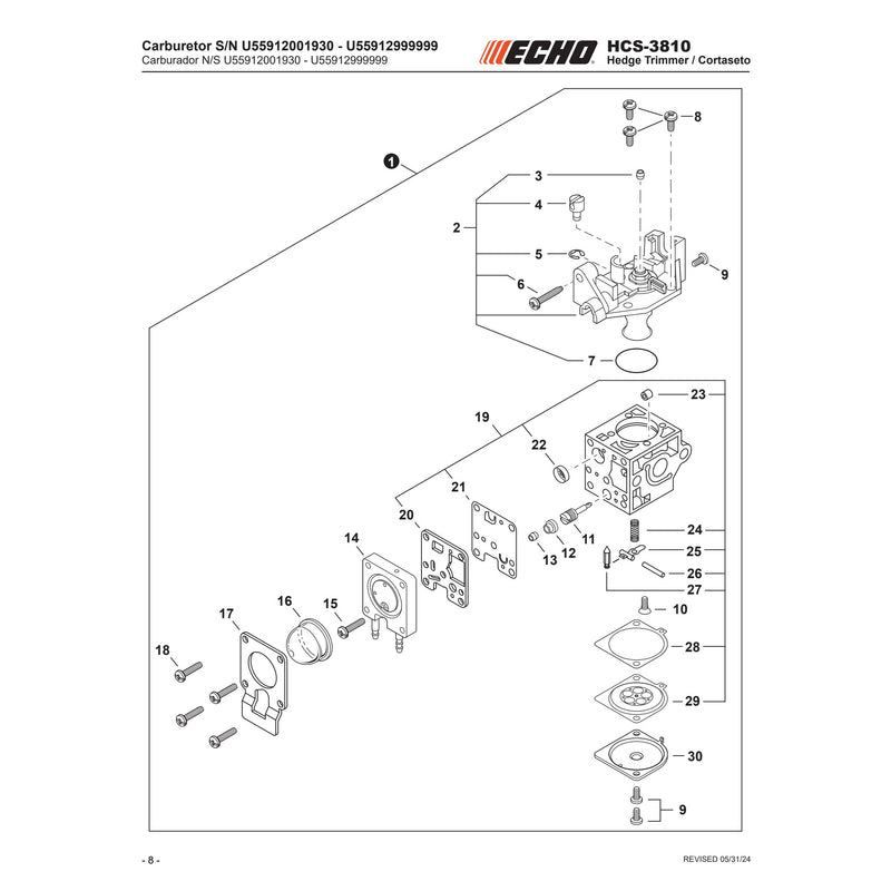 Carburetor S N U55912001930 U55912999999
