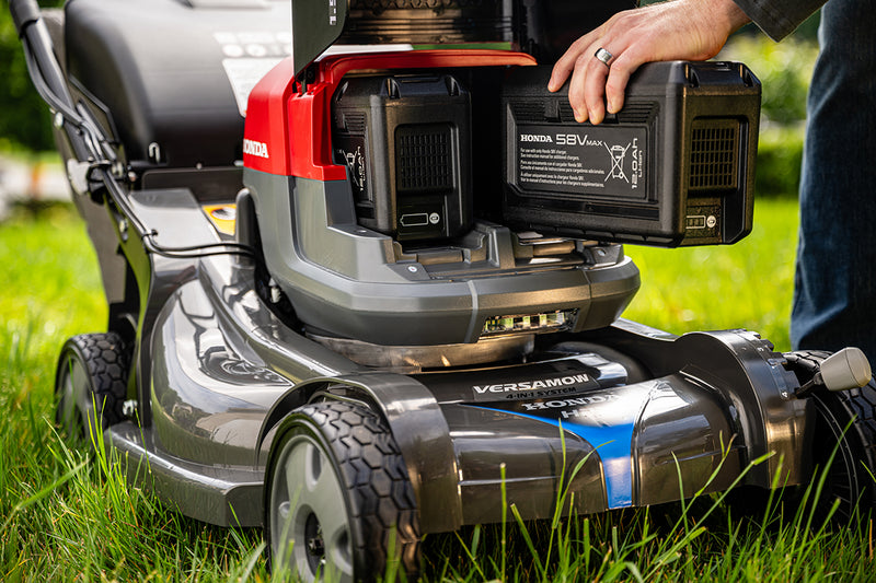 Honda HRX-BE 21" Self Propelled Variable Speed eSelect Drive Blade Stop System Lawn Mower with 12Ah Battery and Charger