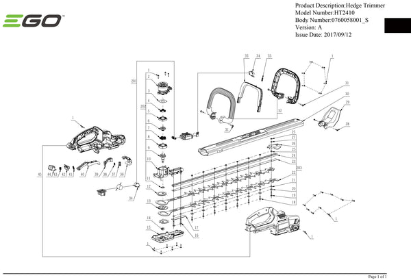 HT2410 (VERSION A) PARTS DIAGRAM