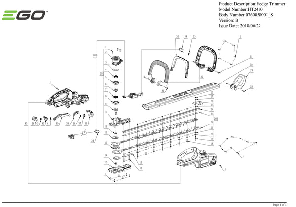 HT2410 (VERSION B) PARTS DIAGRAM