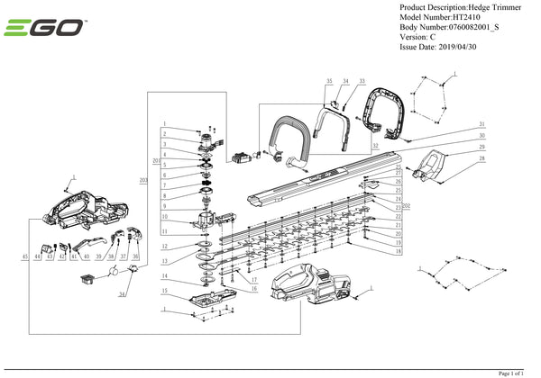 HT2410 (VERSION C) PARTS DIAGRAM