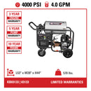 Simpson King Brute 4000 PSI 4.0 GPM Honda Gas Hot Water Pressure Washer (KB65133)