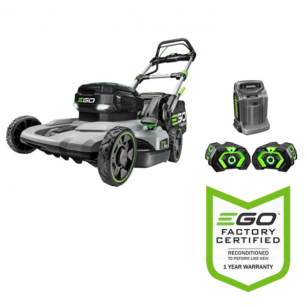 EGO Power+ LM2142SP-FC 21" 56-Volt Lithium-Ion Cordless Electric Dual-Port Walk Behind Self Propelled Lawn Mower with (2) 5.0 Ah Batteries & Charger Included - Reconditioned