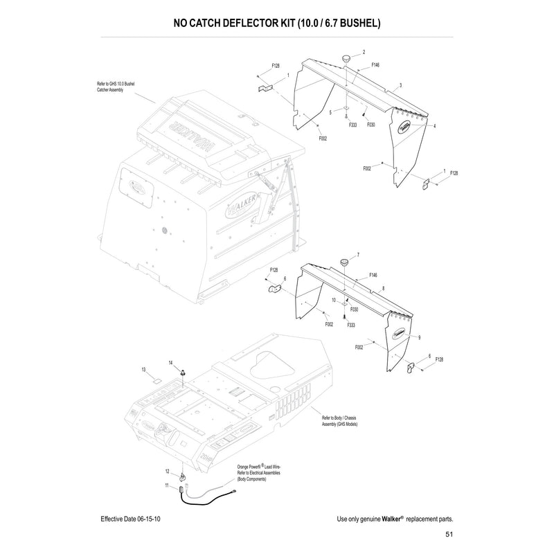 NO CATCH DEFLECTOR KIT 10.0 6.7 BUSHEL