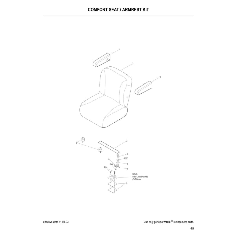 COMFORT SEAT ARMREST KIT