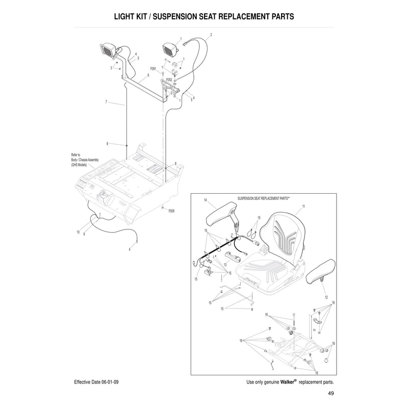 LIGHT KIT SUSPENSION SEAT REPLACEMENT PARTS