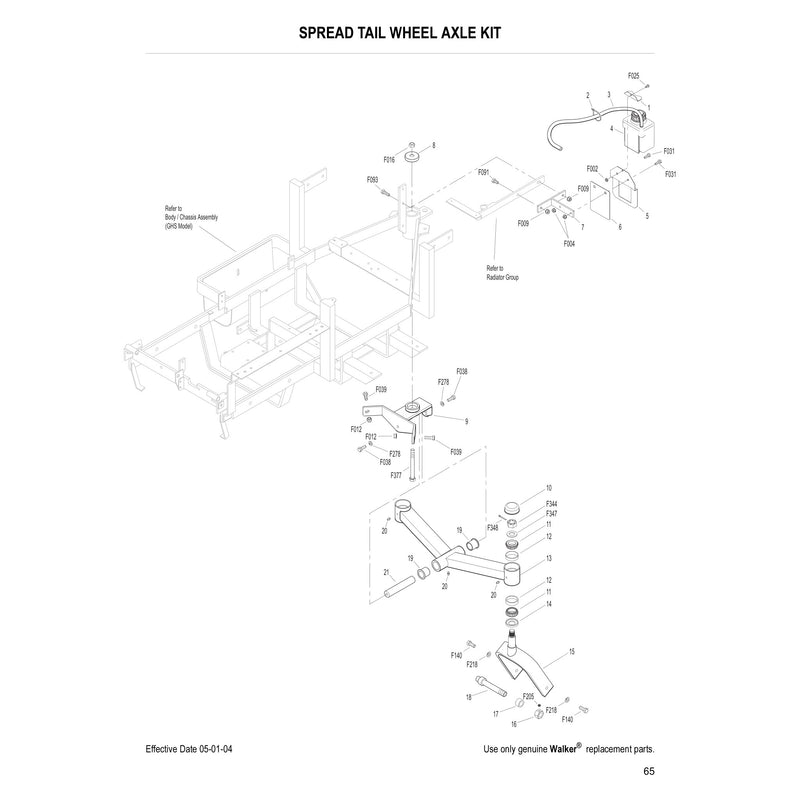 SPREAD TAIL WHEEL AXLE KIT