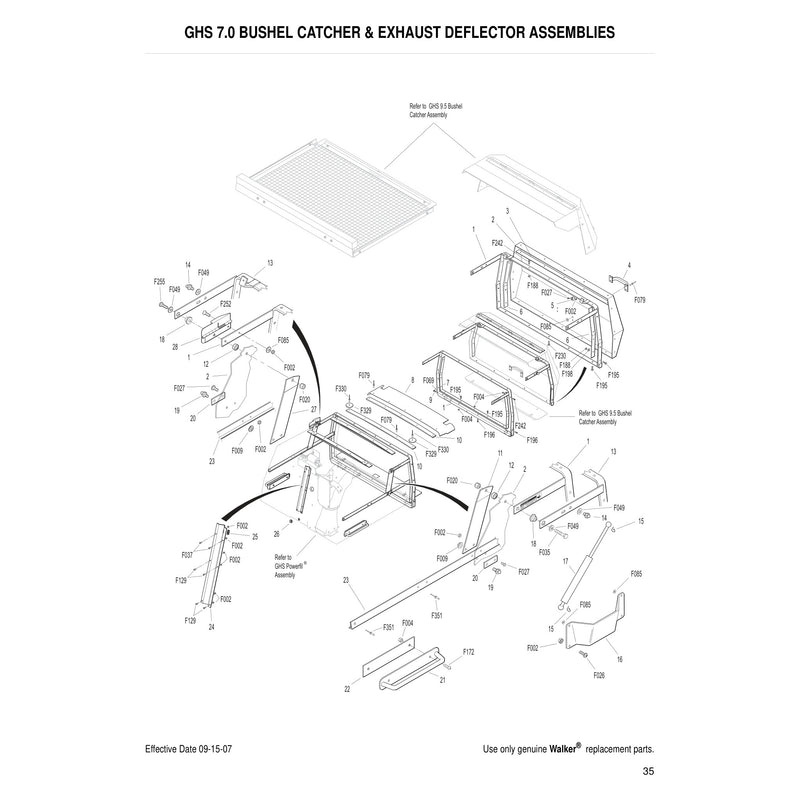 GHS 7.0 BUSHEL CATCHER EXHAUST DEFLECTOR ASSEMBLIES
