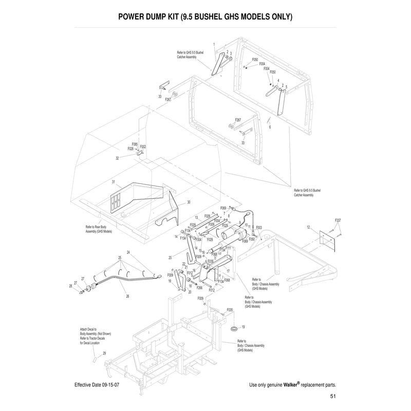 POWER DUMP KIT 9.5 BUSHEL GHS MODELS ONLY
