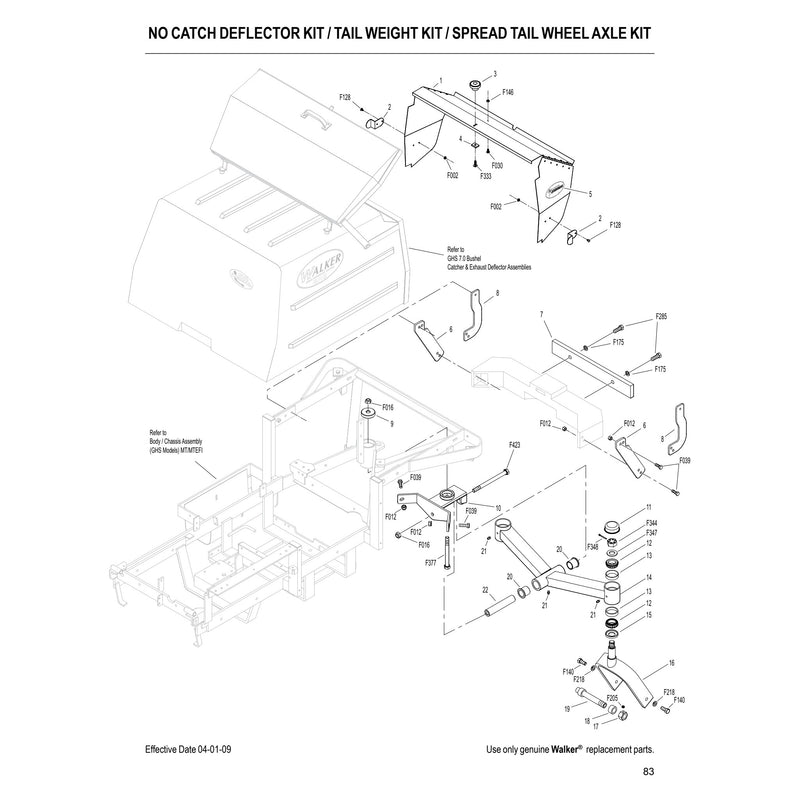 NO CATCH DEFLECTOR KIT TAIL WEIGHT KIT SPREAD TAIL WHEEL AXLE KIT