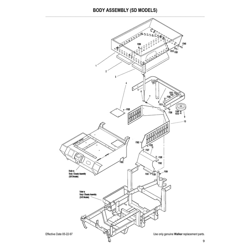 BODY ASSEMBLY SD MODELS