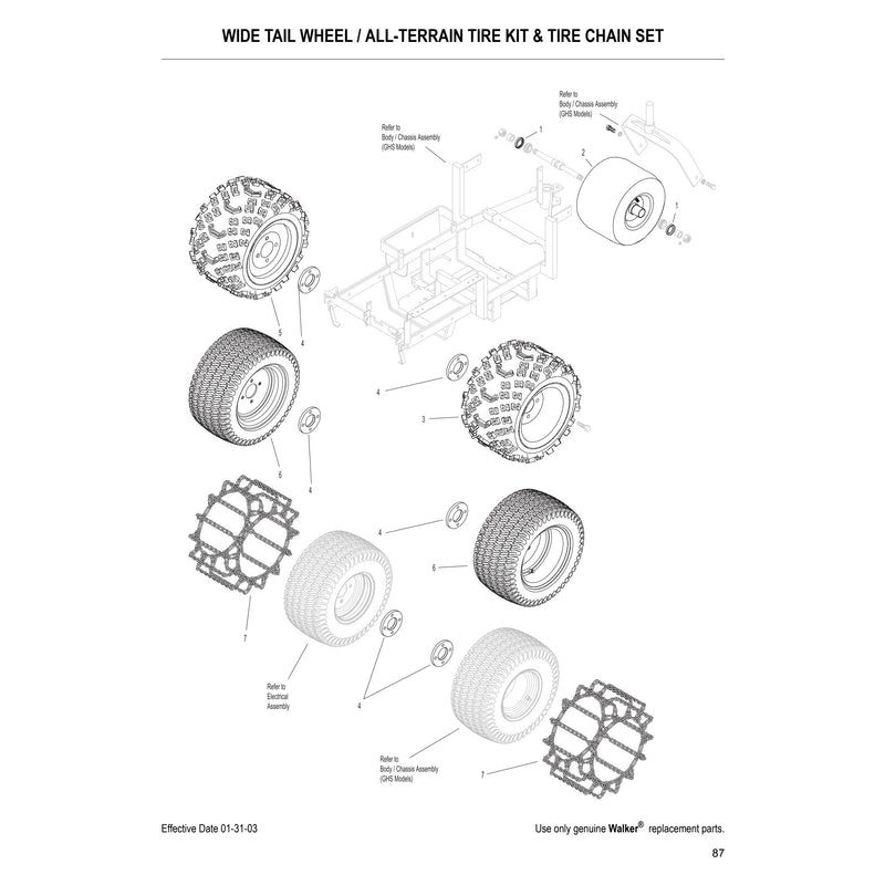 WIDE TAIL WHEEL ALL TERRAIN TIRE KIT 