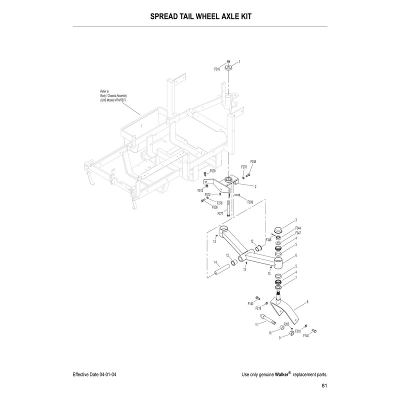 SPREAD TAIL WHEEL AXLE KIT