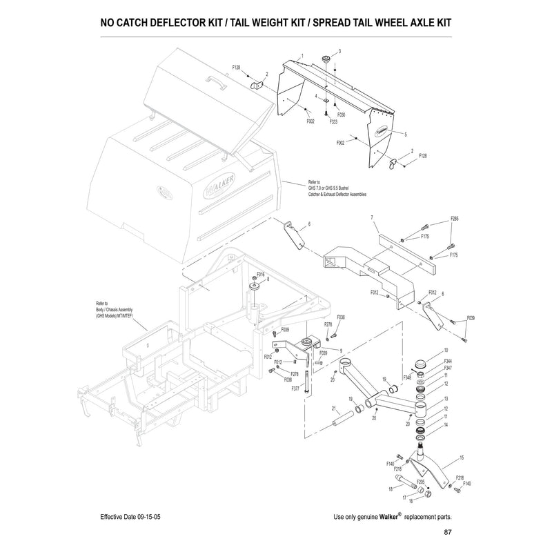 NO CATCH DEFLECTOR KIT TAIL WEIGHT KIT SPREAD TAIL WHEEL AXLE KIT