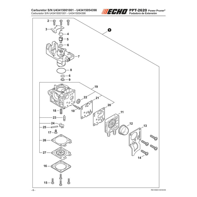 Carburetor S N U43415001001 U43415054398