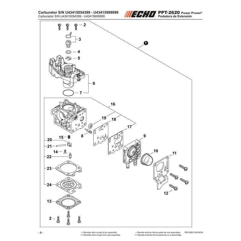 Carburetor S N U43415054399 U43415999999