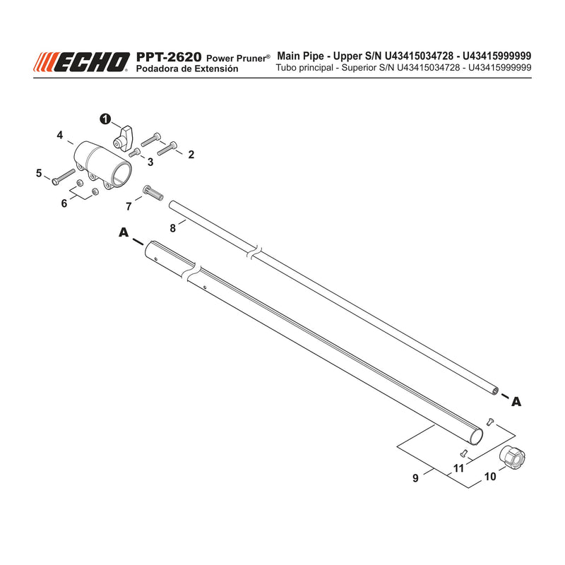 Main Pipe Upper S N U43415034728 U43415999999
