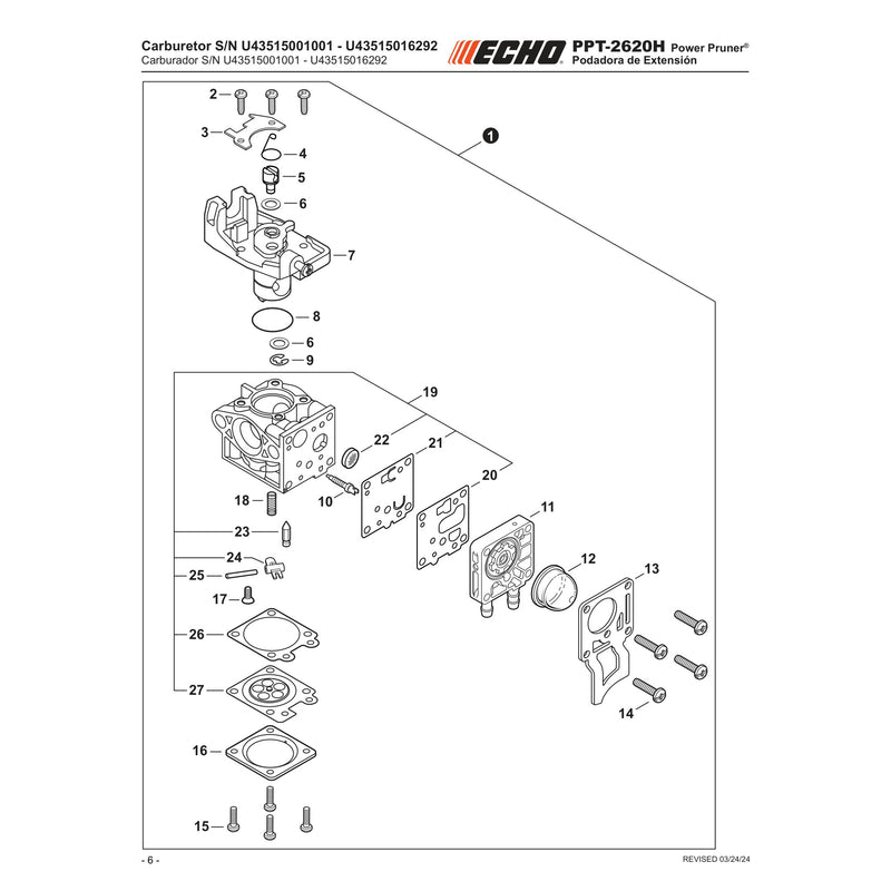 Carburetor S N U43515001001 U43515016292