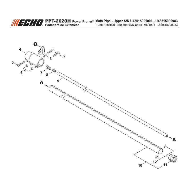 Main Pipe Upper S N U43515001001 U43515009983
