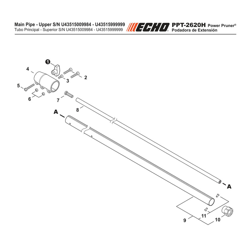Main Pipe Upper S N U43515009984 U43515999999