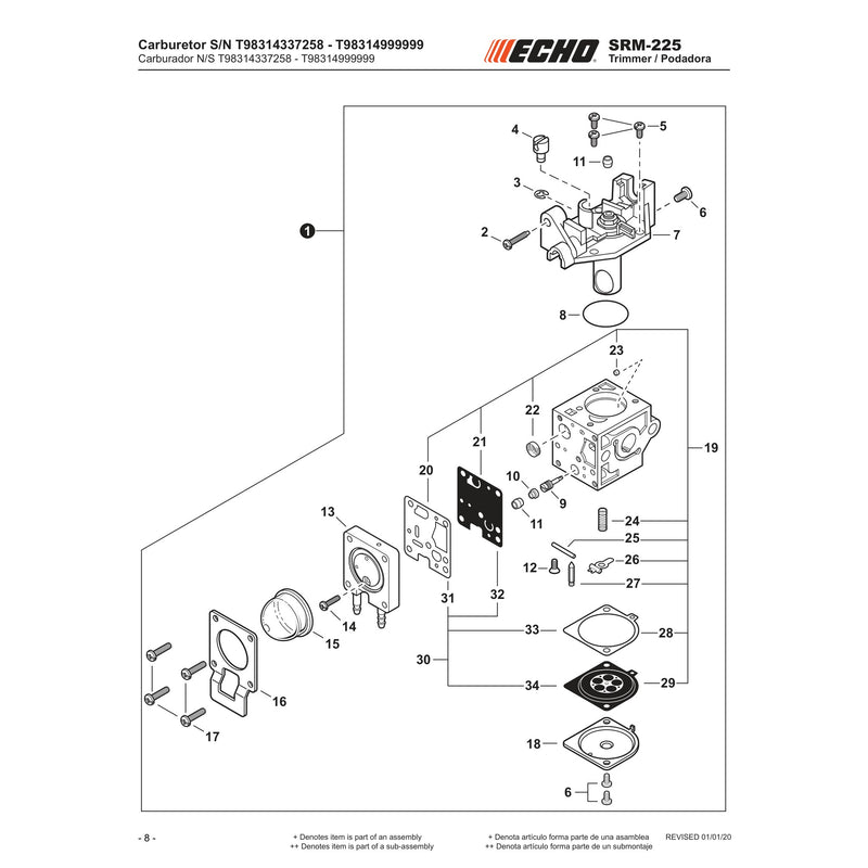 Carburetor S N T98314337258 T98314999999