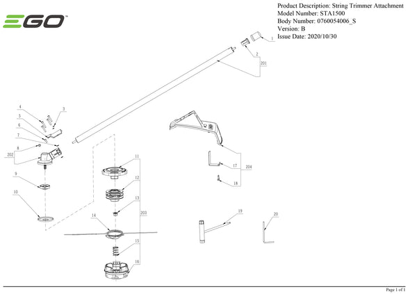 STA1500 (VERSION B) PARTS DIAGRAM
