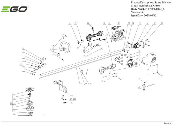 STX3800 (VERSION A) PARTS DIAGRAM