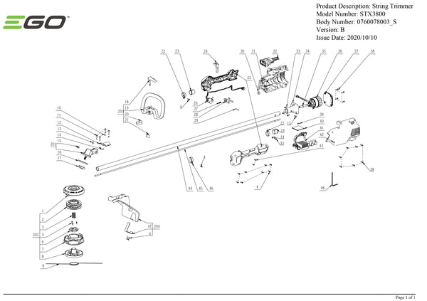 STX3800 (VERSION B) PARTS DIAGRAM