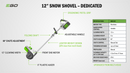 EGO Power+ SNS1201 Dedicated 12" Snow Shovel with 2.5Ah Battery and Charger