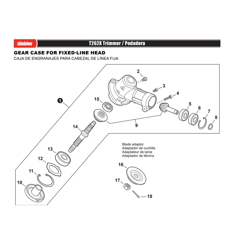 GEAR CASE FOR FIXED LINE HEAD