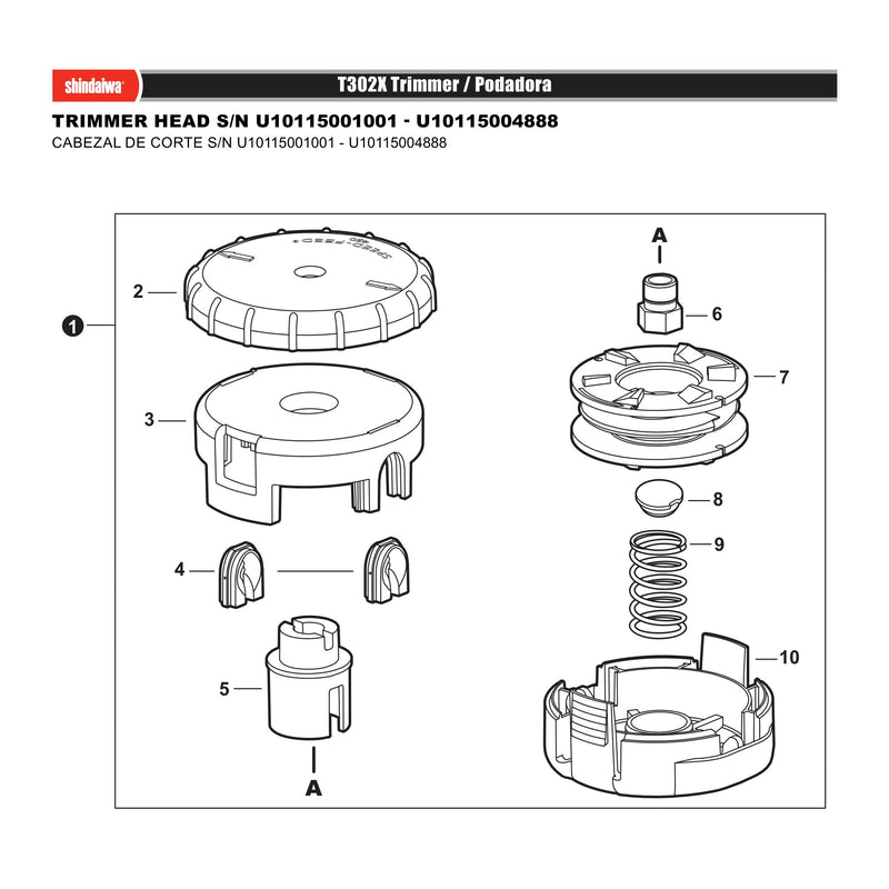 TRIMMER HEAD S N U10115001001 U10115004888
