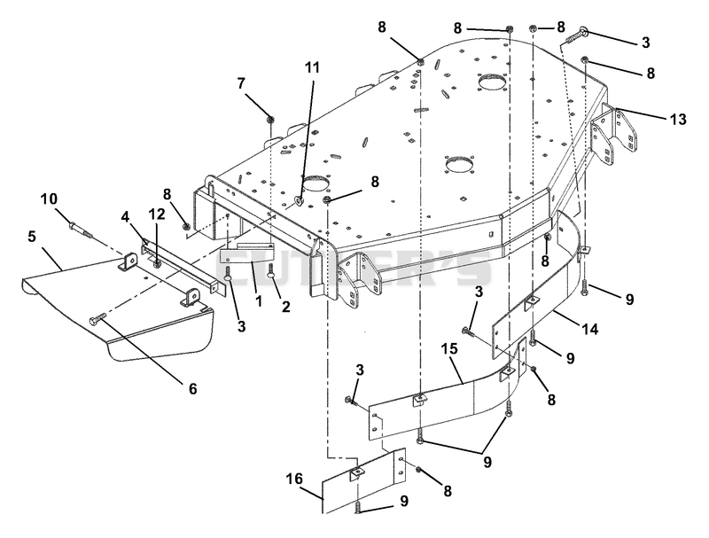 Deck, Discharge Chute And Baffles