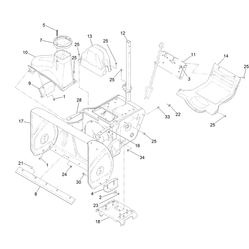 Main Frame and Auger Housing Assembly