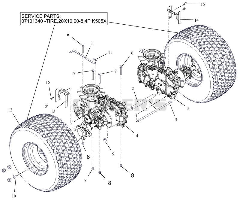 Rear Tires and Transaxles - 52"