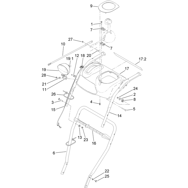 Lower Handle and Headlamp Assembly