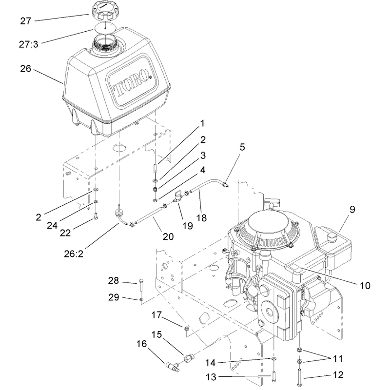 Engine and Fuel Tank Assembly