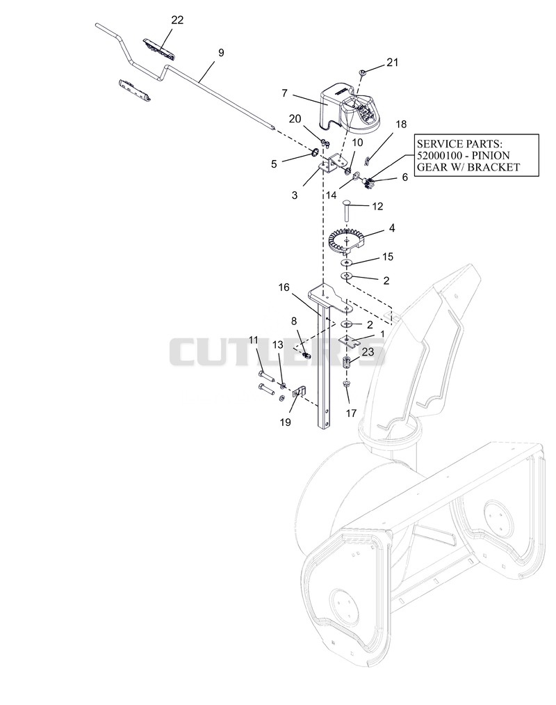 Discharge Chute Controls - Crank