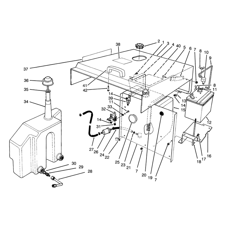 Hood Fuel Tank and Hydraulic Reservoir Assembly