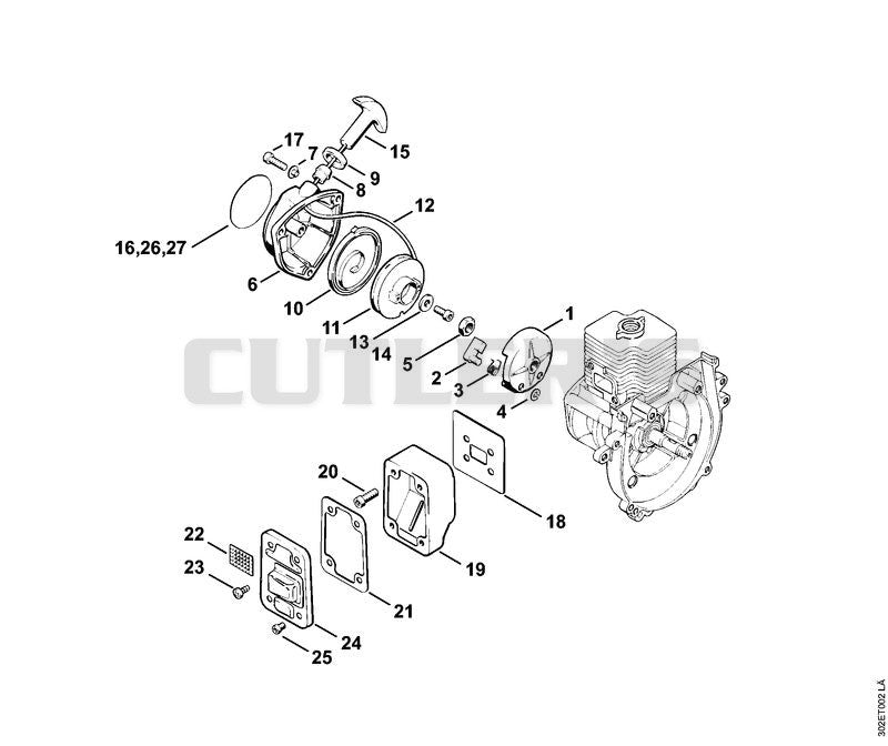 Rewind starter, Muffler