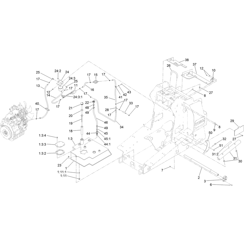 Hydraulic Tank and Track Shaft Assembly