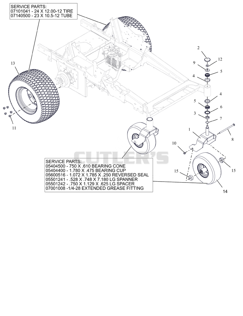 Casters and Drive Wheels - 52", 60" and 72"