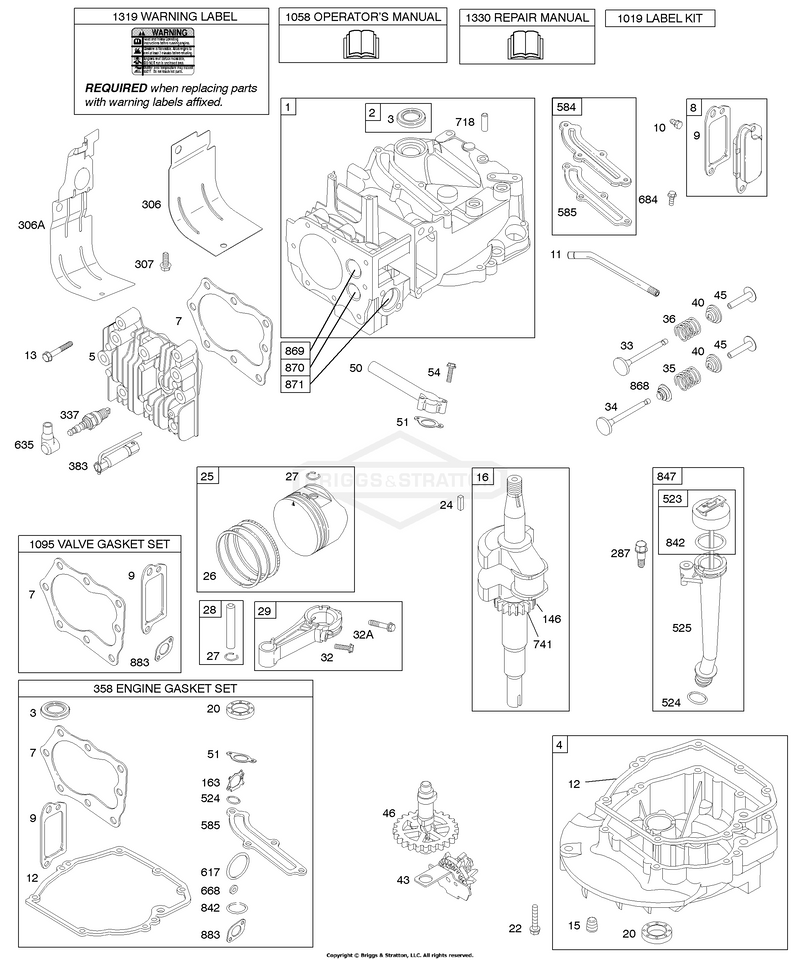 Camshaft, Crankshaft, Cylinder, Engine Sump, Kit/Gasket, Lubrication, Piston Group, Valves