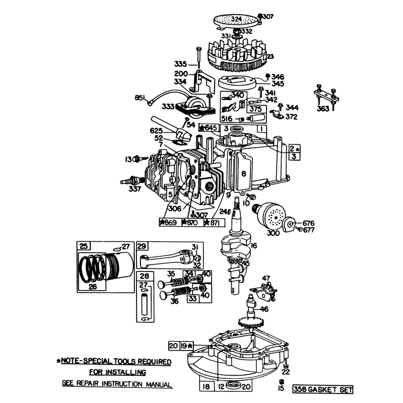 Engine Briggs and Stratton Model 93508-0192-01 Engine Briggs and Stratton Model 92908-1956-01